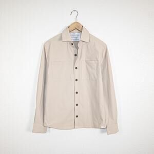 Ministry of Supply Men's XS Pace Poplin Overshirt in Khaki Beige 2 pocket